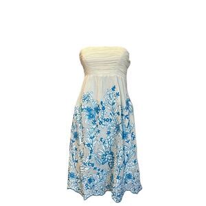 Anthropologie Stitched Cornflower Mesh Dress